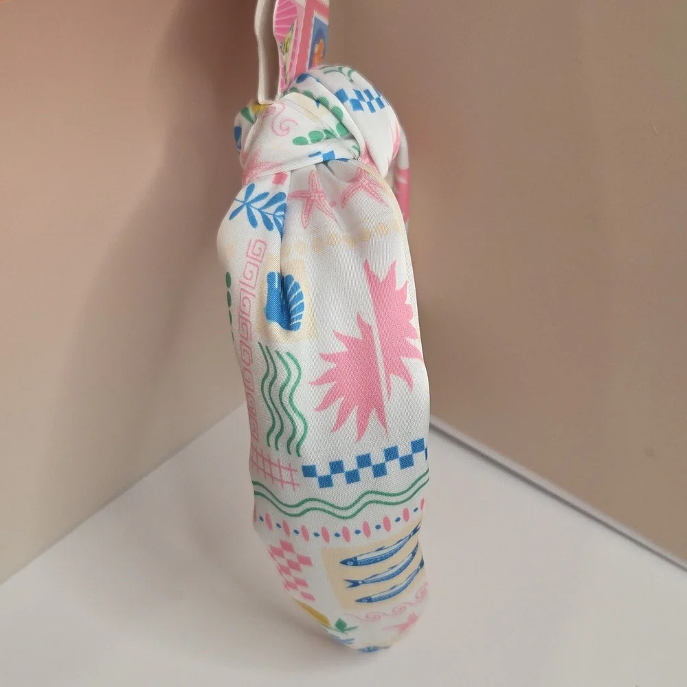💙▪️Piper K ▪️ Patterned Knot Sardine Summer Print Headband - White & Pink